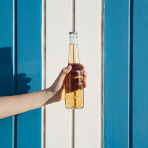 Holding up a beer