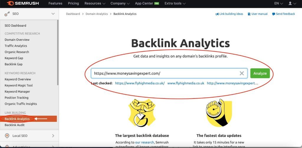 semrush backlink analytics