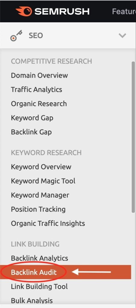 semrush backlink audit