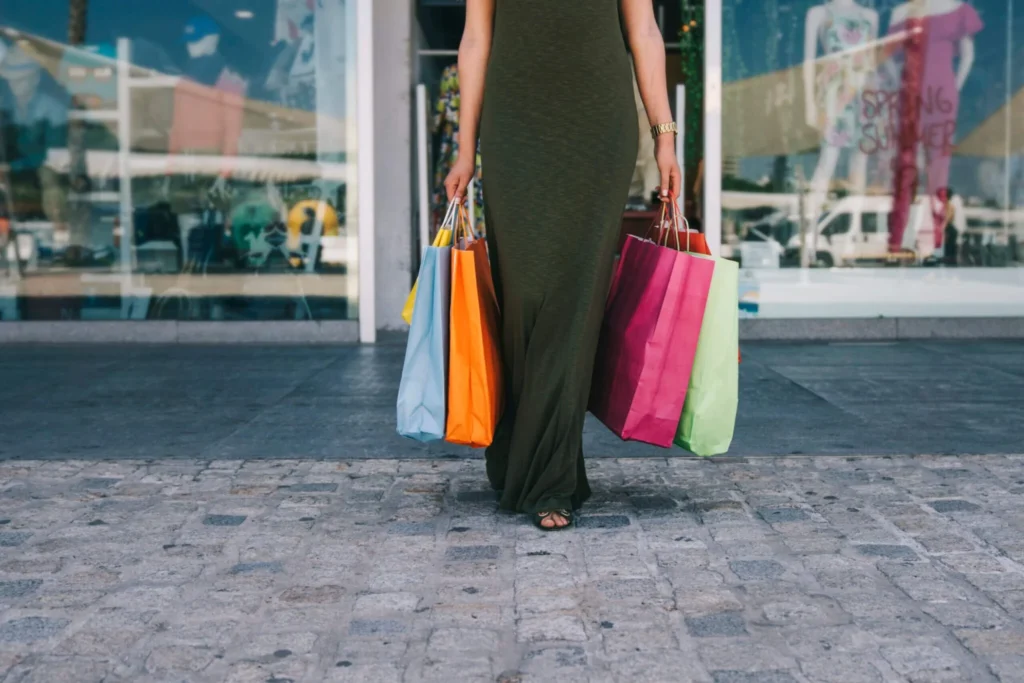 lady with shopping bags