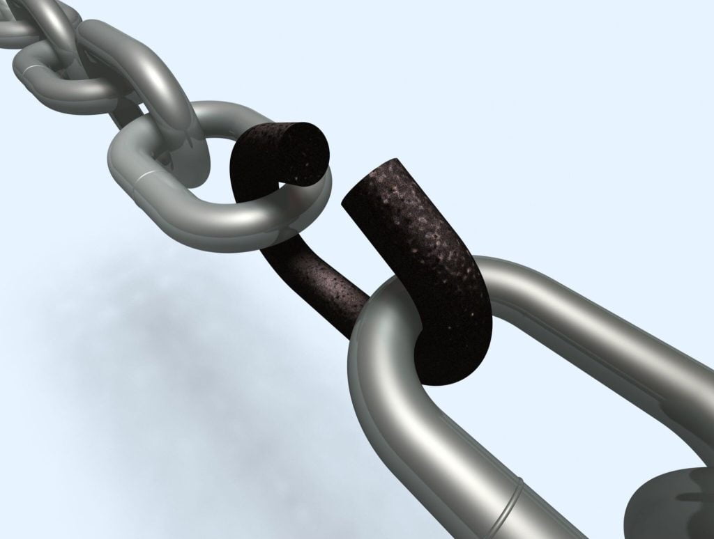 Broken link building analogy of a broken chain