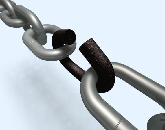 Broken link building analogy of a broken chain