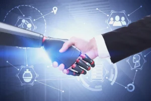 robot and human hand