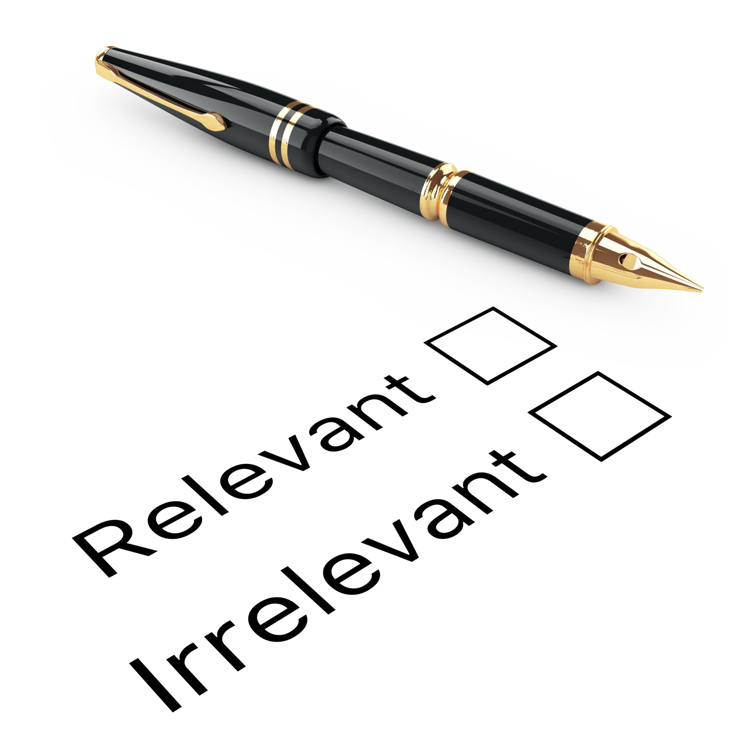 Relevant or irrelevant checklist with fountain pen