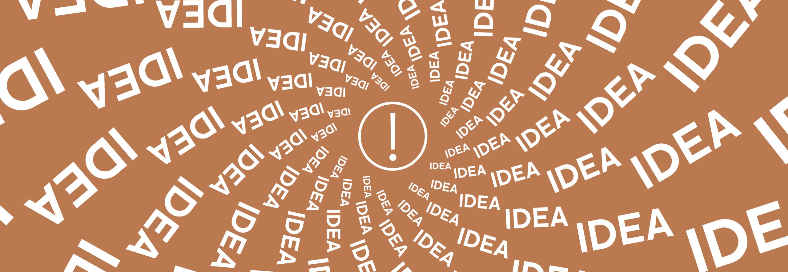 Exclamation mark with 'idea' written around it
