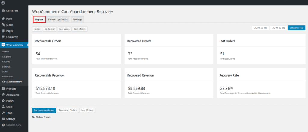 Woocommerce cart abandonment recovery plugin