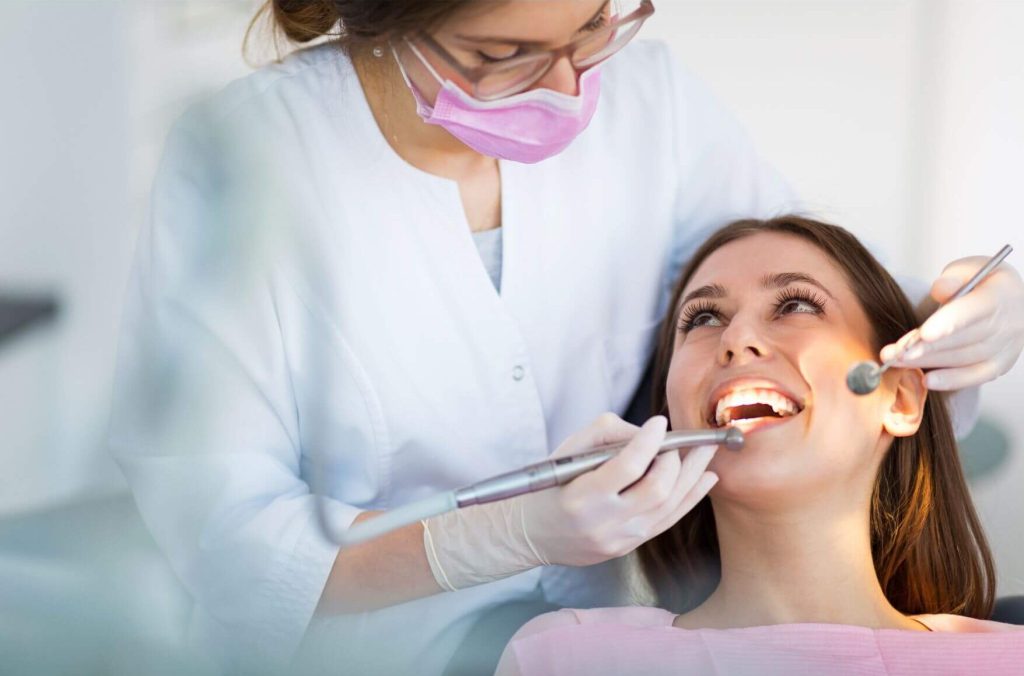 Woman in dentist chair