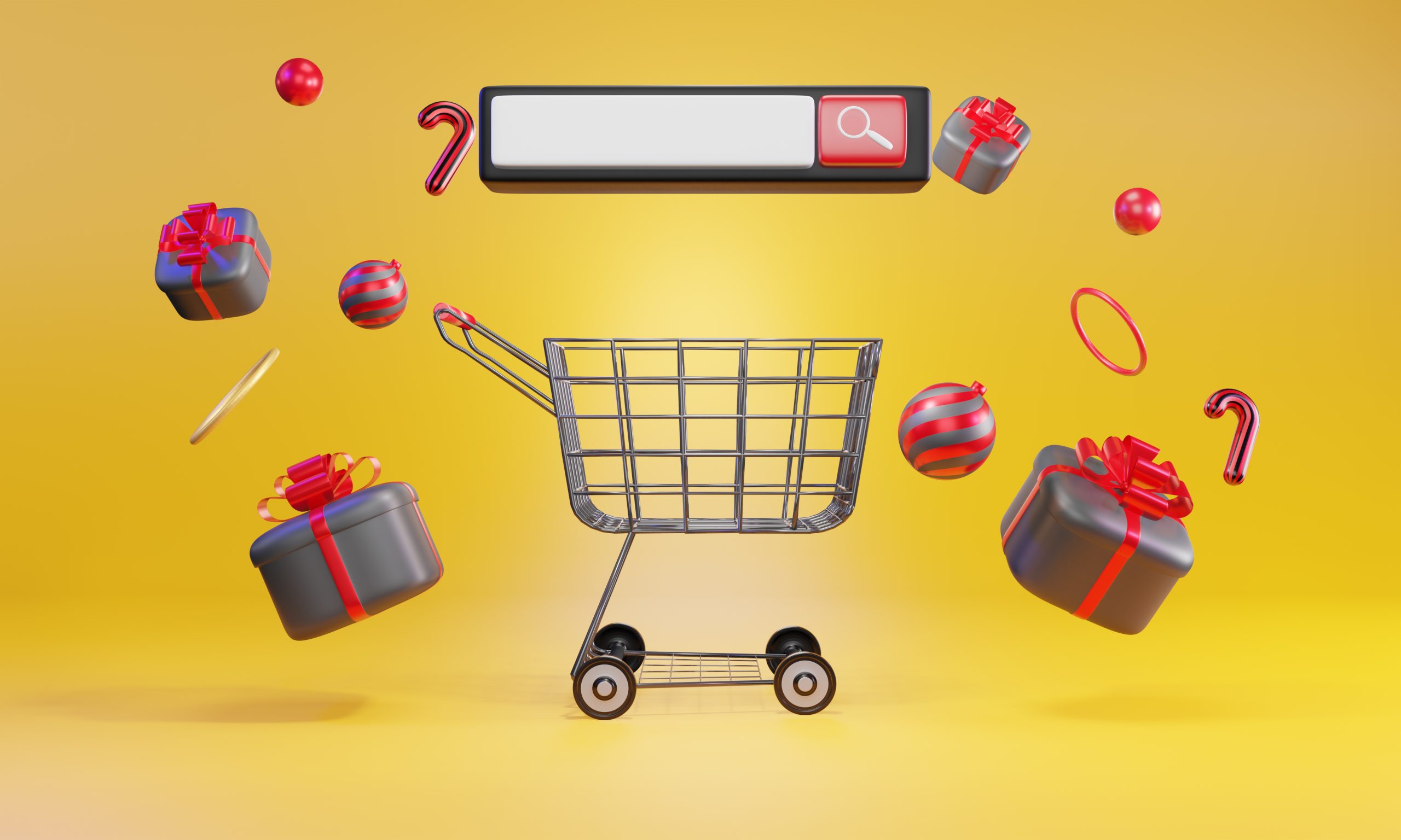 Online shopping design, shopping trolleys, advertising poster
