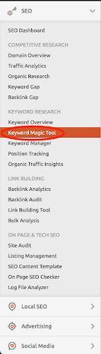 Semrush keyword magic tool