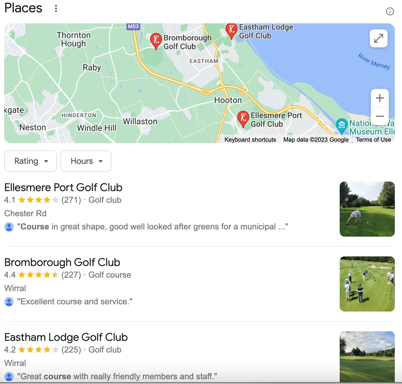 Golf lessons near me results