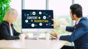 content marketing on laptop screen