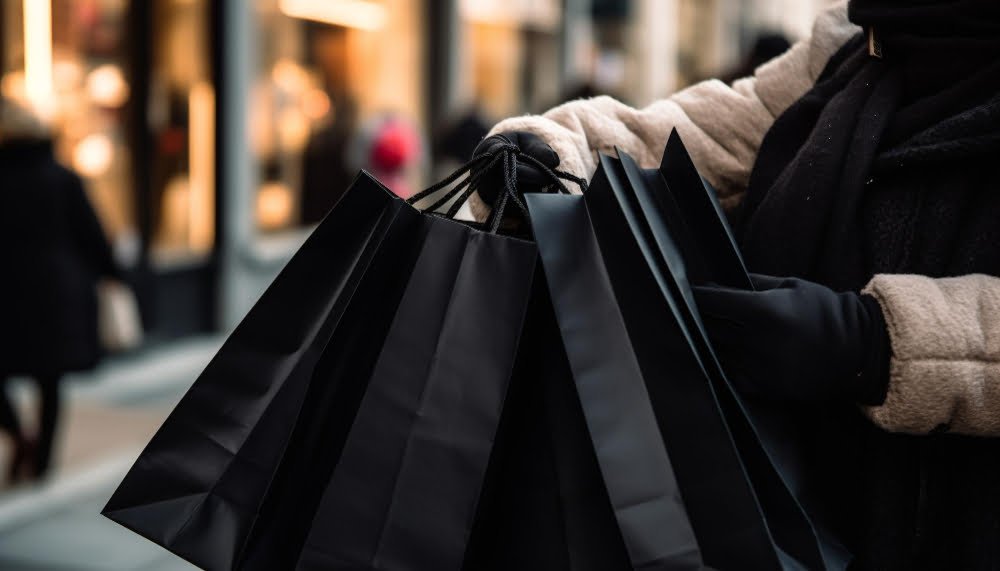 Black shopping bags