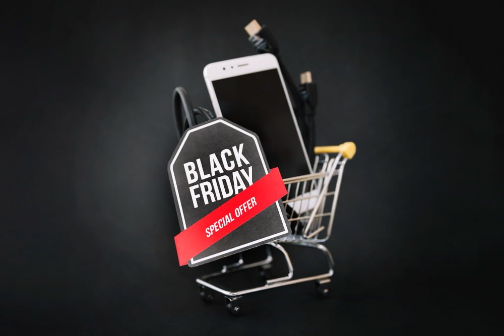 Mobile in trolley with Black Friday offer label