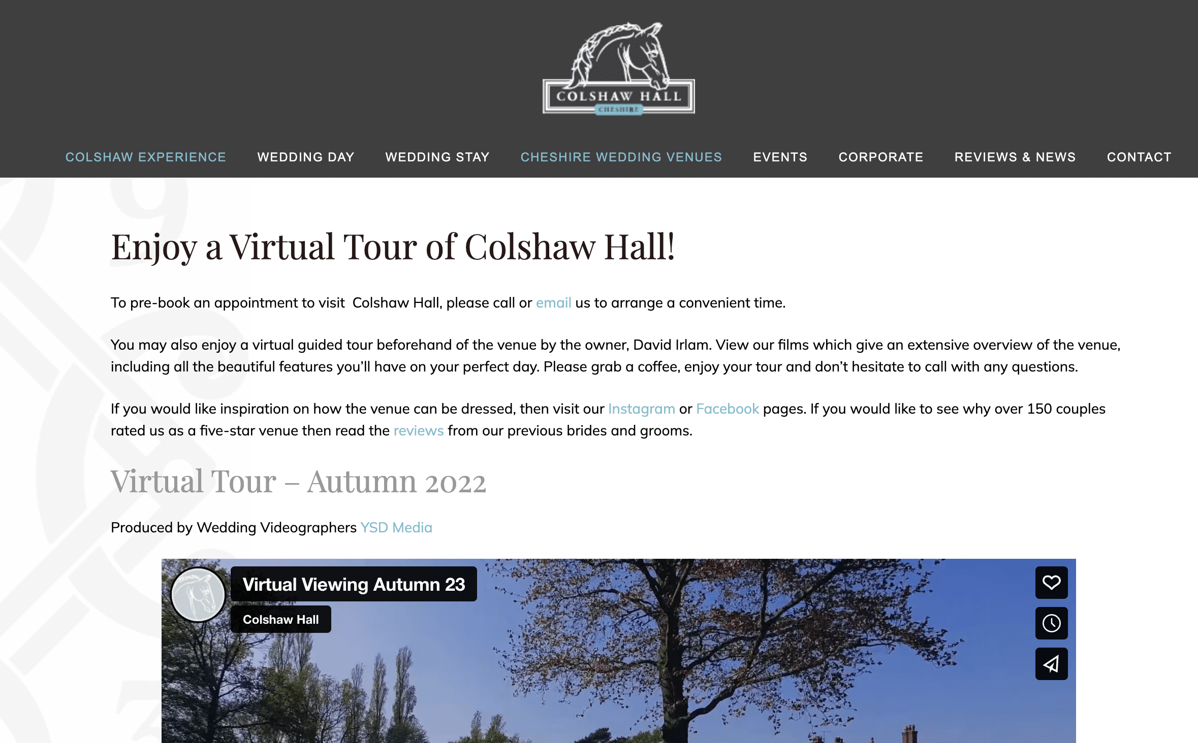 colshaw hall virtual tour example