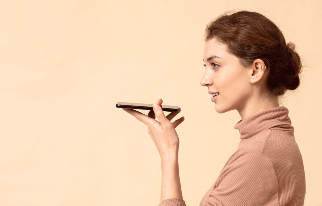 speaking into phone