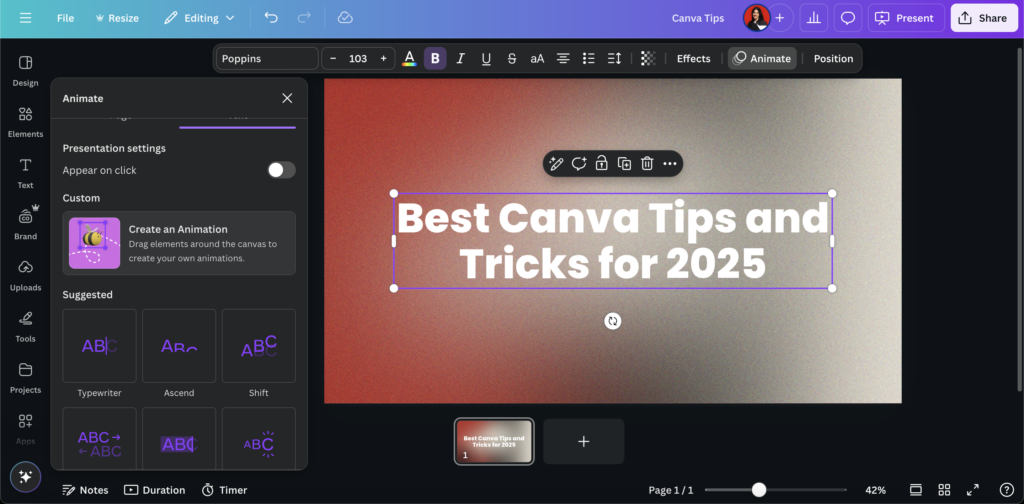 canva custom animations