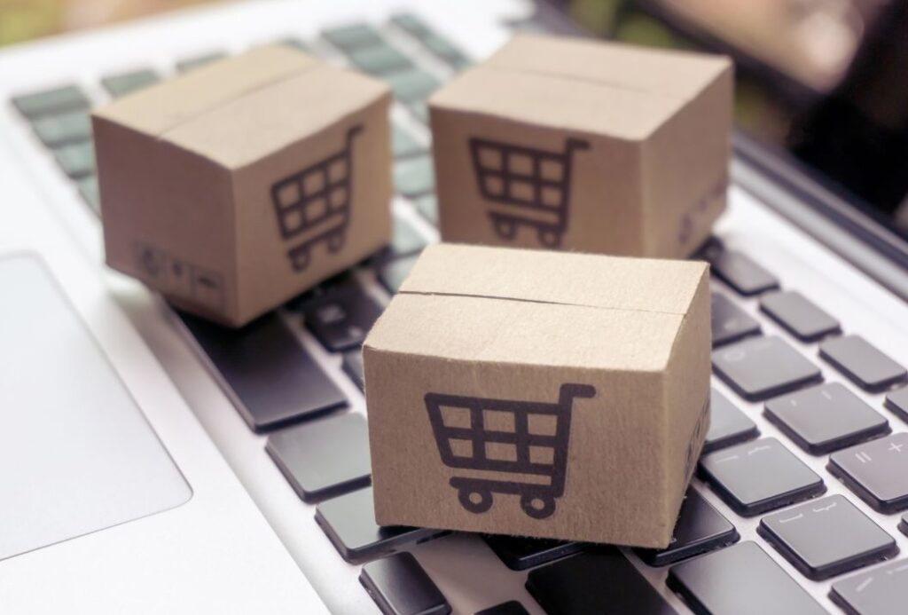ecom boxes on keyboard