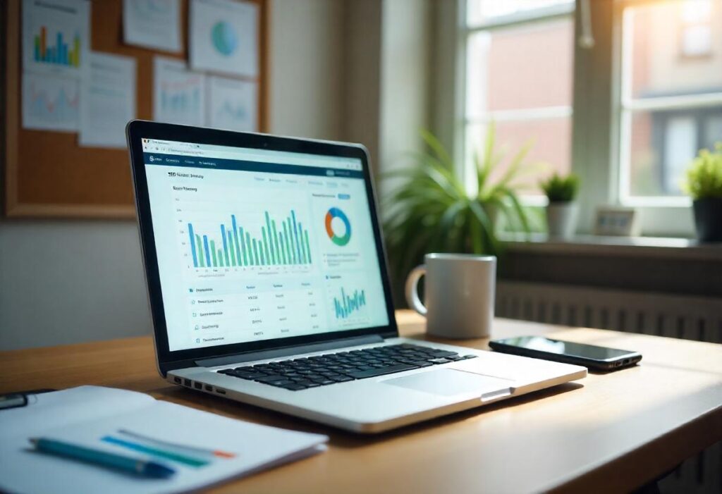 graphs on laptop screen