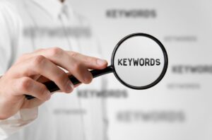 keywords and magnifying glass