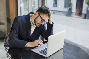 man stressed website not converting
